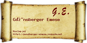 Günsberger Emese névjegykártya