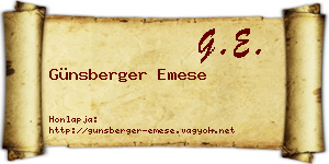 Günsberger Emese névjegykártya